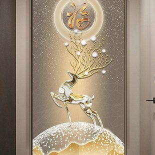 轻奢麋鹿玄关入户家用卧室门帘隔断帘布艺厕所厨房遮挡挂帘 新中式