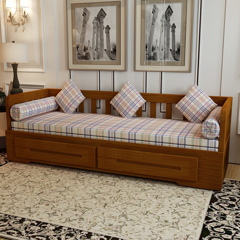 实木沙发床可折叠推拉小户型多功能1.5米客厅1.8单人双人坐卧两用