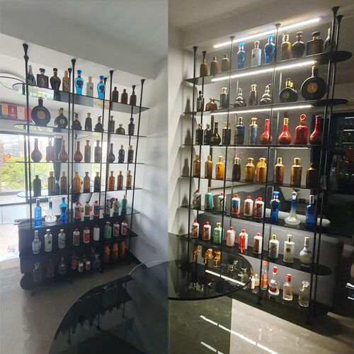 顶天立地酒架置物架极简置物架书架隔断玄关展示架酒吧酒水装饰架