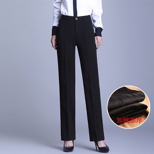 直筒长裤 职业裤 加厚冬季 女中腰加绒工作裤 上班女裤 新款 裤 西裤 正装