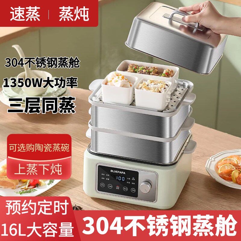 家用蒸炖锅电炖锅电蒸锅多功能隔水炖盅全自动蒸汽锅蒸煮炖一体锅
