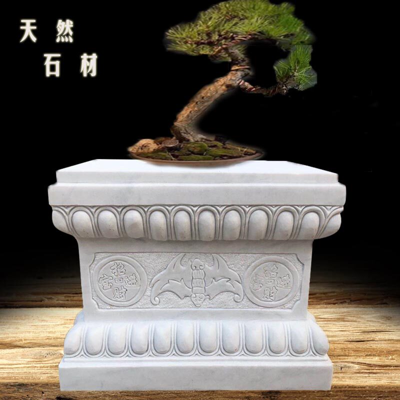 石雕莲花座汉白玉须弥座花架盆景底座庭院别墅石台座简约石墩摆件