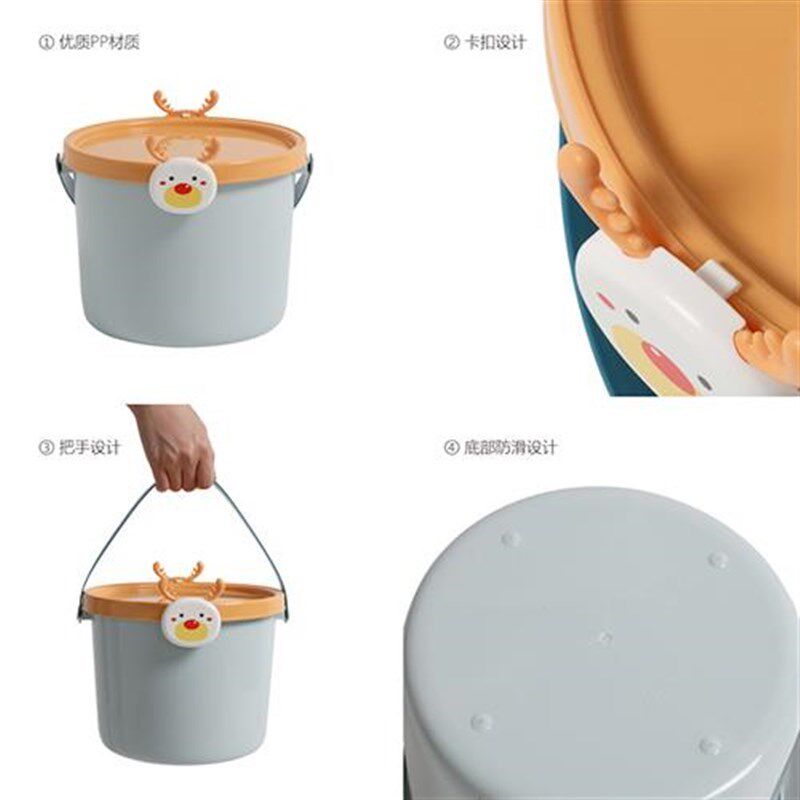 迷你小水桶塑料桶带盖儿童玩具挖沙收纳桶小号有盖宝宝幼儿画画