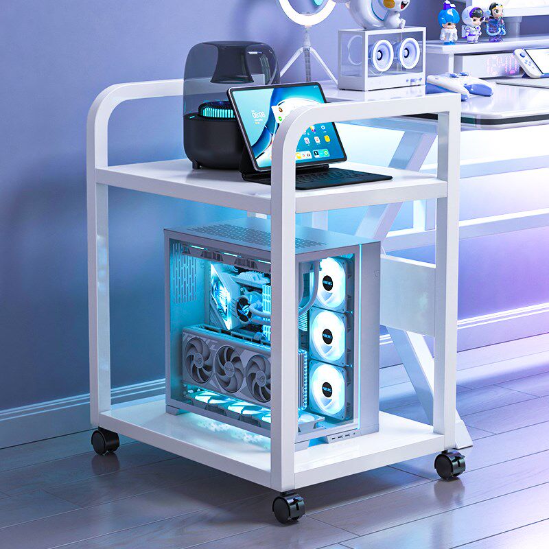 电竞主机机箱底座放电脑主机的托架可移I动带滑轮家用桌下多层支
