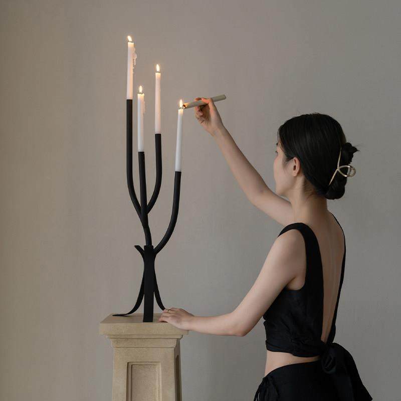 润家家居北欧轻奢覆古烛台摆件黑色铁艺玄关装饰品高级感家居软装,家居饰品,烛台,淘宝优惠券,粉丝福利购,淘宝优惠卷