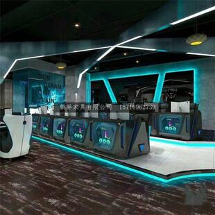 新款网吧桌椅网咖桌定制电竞酒店双人多人一体游戏电脑桌双层DIY