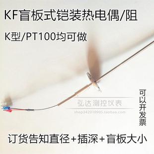 KF盲板铠装热电偶 铠装热电阻 真空温度传感器可弯曲探头K PT100