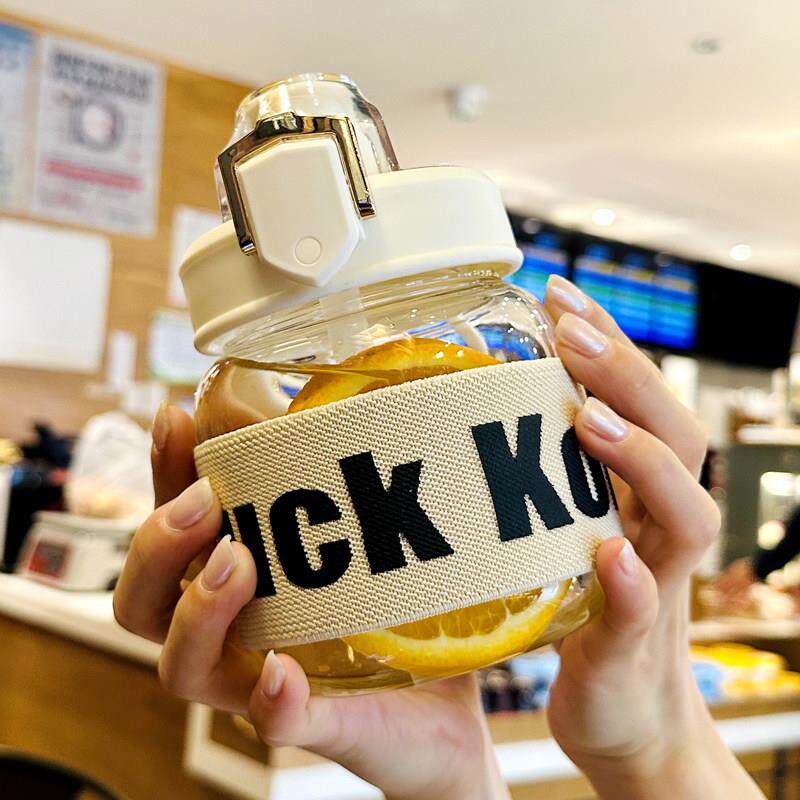 2025新款杯子女生高颜值玻璃杯耐高温吸管杯可携式女学生胖胖喝水