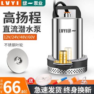 水泵 绿一农用48V直流潜水泵12V48V60V高扬程电动车家用抽水泵