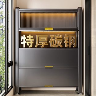 钢制家用收纳柜大容量多层防尘客厅落地储物柜书柜厨房阳台置物架