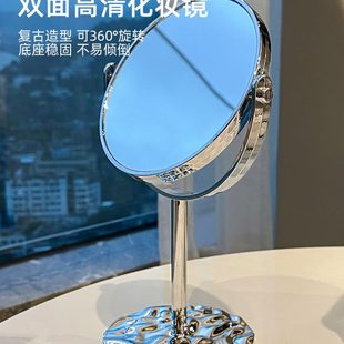 桌面可立办公室学生宿舍家用高清便携放大梳妆镜子 双面化妆镜台式
