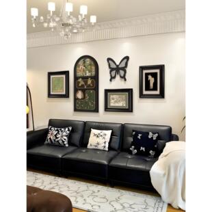 中古风客厅装饰画高级感沙发背景墙挂画覆古法式组合壁画宋式美学