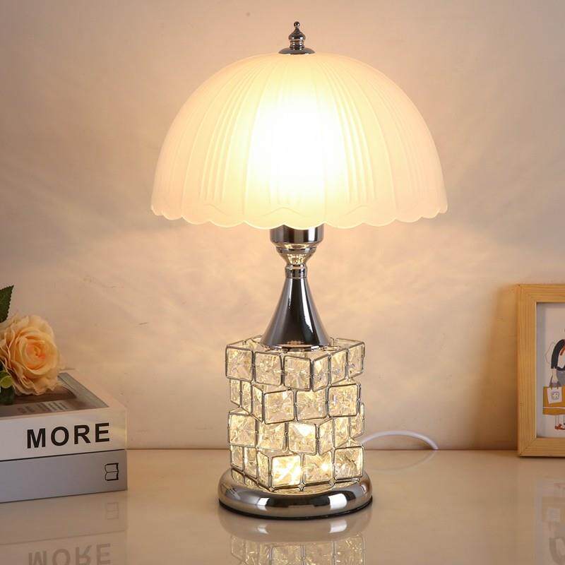 水晶遥控玻璃床边小台灯主卧室高级感现代风家用高端床头柜灯轻奢