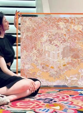 亚克力丝巾入口装饰画高端壁龛艺术屋顶花园多巴胺挂画绿色壁画