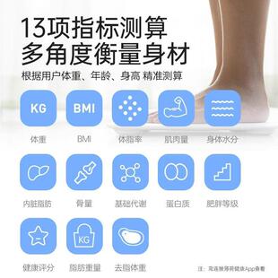 薄薄荷健康荷健联康互体重秤电子秤家用精准家脂庭人体测算体称体