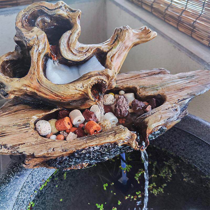 生态缸摆件器古法鱼缸流流水摆件彷过枯木造景滤循环水增氧YQA净