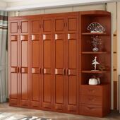 经济型实木型柜中式 衣大衣柜44460经济3456质门木卧室大衣橱现代