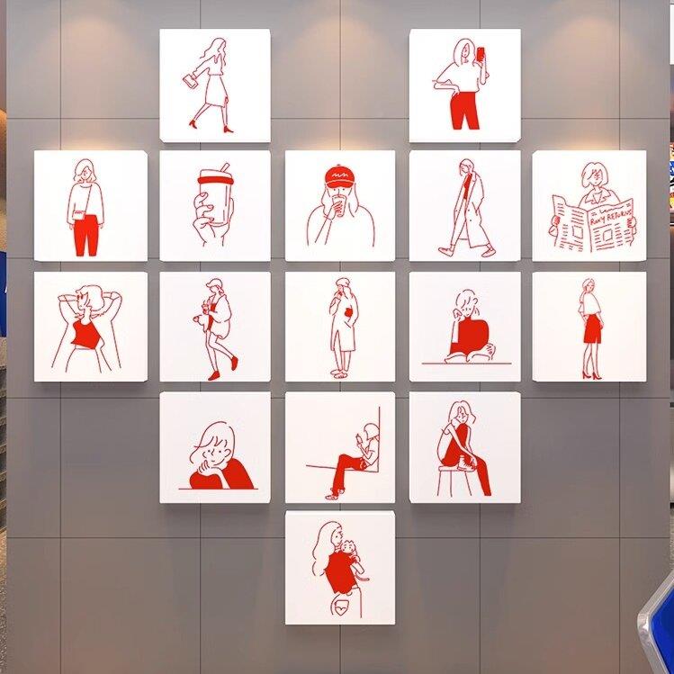 网红背拍区布置奶茶品店打卡照景墙面装饰3GOWd立体咖啡甜店贴纸