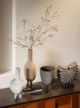 覆古侘寂门风面玄关柜桌组合【木摆件厅样板房进入户陶瓷花客器艺