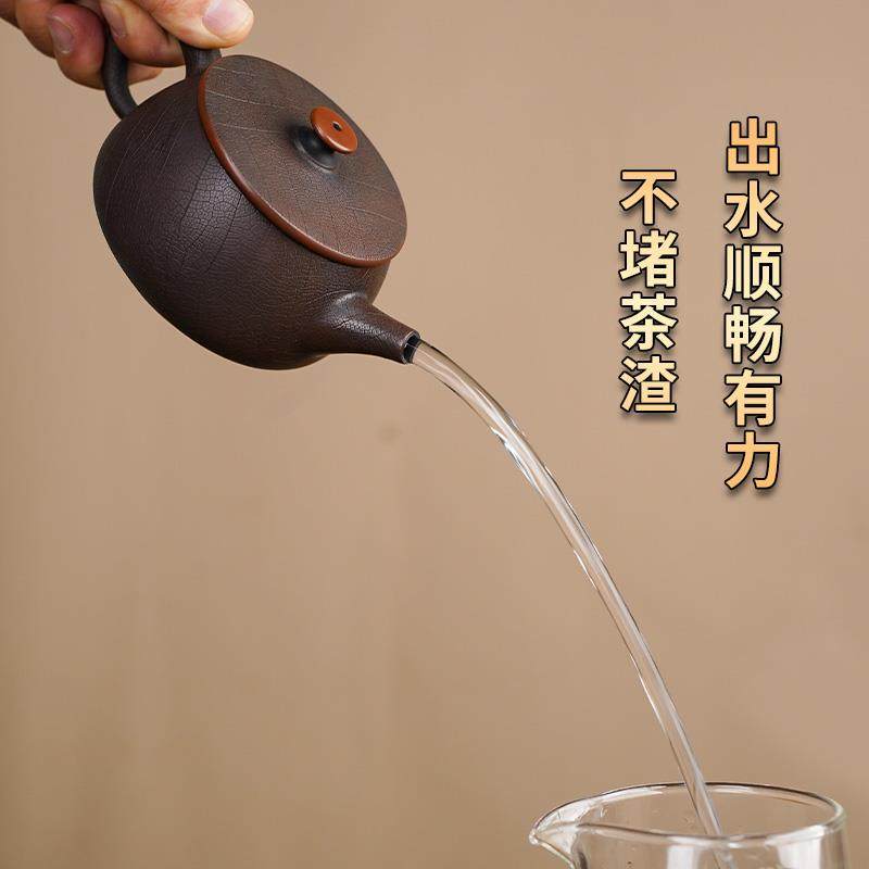 滇匠云南建高水PVF紫茶手工非坭兴陶陶紫砂家用档单个汉瓦石瓢茶