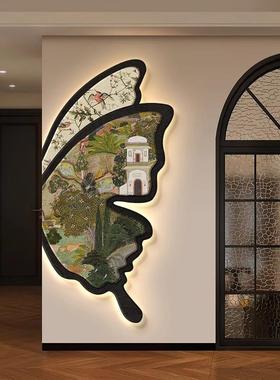 中古风蝴蝶装玄关过饰画高级感法式覆古户客厅YS52153-挂入画走廊