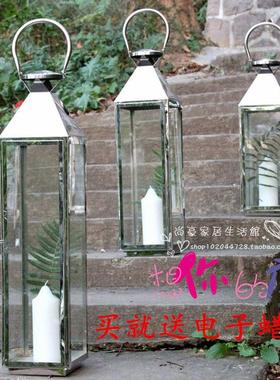 包店邮，加厚不锈钢简约式台 手提玻璃欧防风BOL灯 家居酒装饰摆