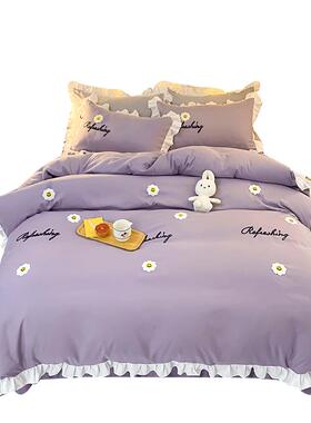 韩MS56160式裙少款四件套床笠床单床罩式紫色床被套ins公主风女件