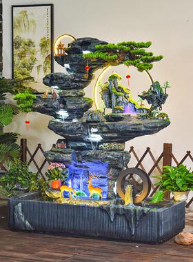 大型水TEZ瀑布假山流喷泉装饰客厅民宿高庭院装饰山观景观鱼塘景