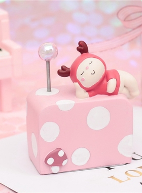 发条可爱卡通音乐盒音乐铃星星灯鹿先森星球小夜灯生日礼物摆件