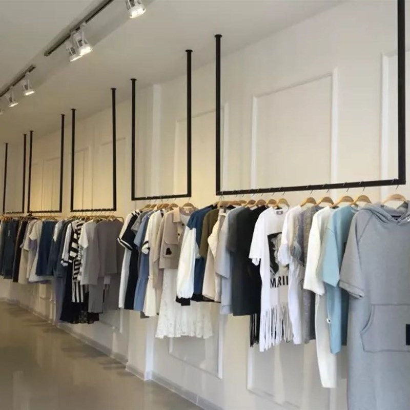 铁艺服装店屋顶吊挂服装展示架悬吊式天花板男女装挂衣货架上墙婚