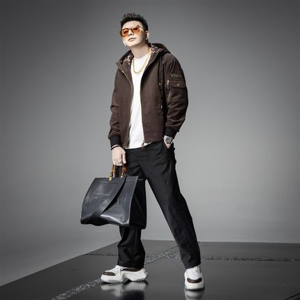 SXF圣希梵夹克男 灯芯绒2024春季新款连帽咖色上衣服休闲男士外套