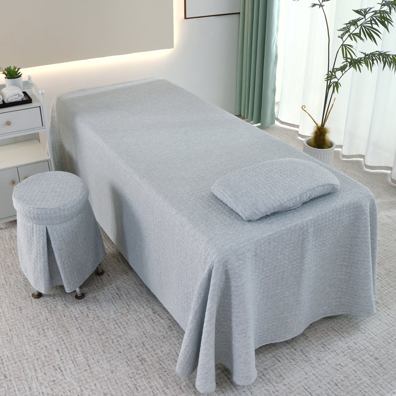 2024新款针织绵非全棉纯棉四季通用高端美容床罩四件套轻奢美容院