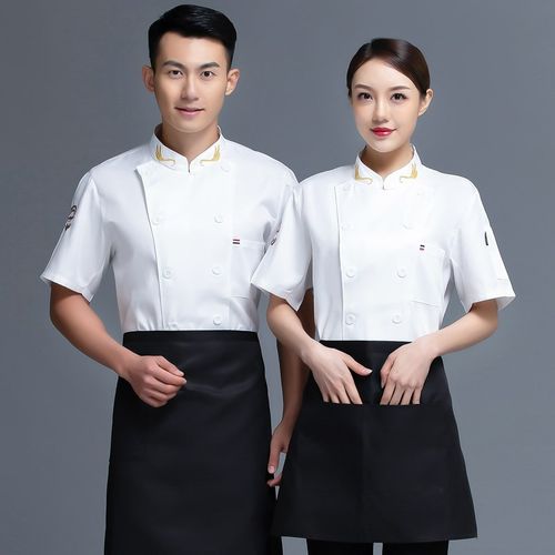 厨师工作服男短袖夏季薄款饭店餐饮后厨食堂厨师服工装女定制logo