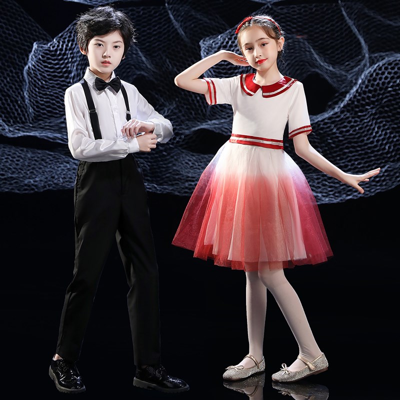 儿童合唱服演出服大合唱团男女童礼服中学生诗歌朗诵表演服装六一