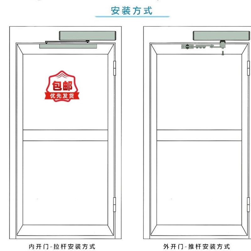 自动门禁平开门机组电动感应遥控闭门器外置拉臂杆90度里外推拉式