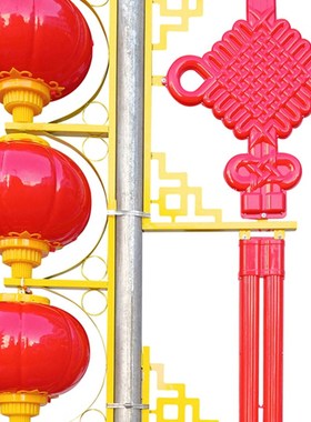 灯杆中国结路灯上的红色灯箱城市道路灯笼压克力挂件灯笼定制户外