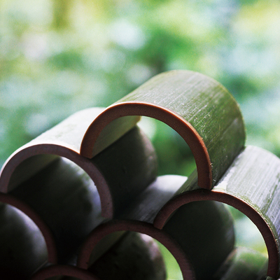 竹瓦片装饰竹片竹子花器道具花艺竹制品竹筒片婚庆道具摆件竹筒