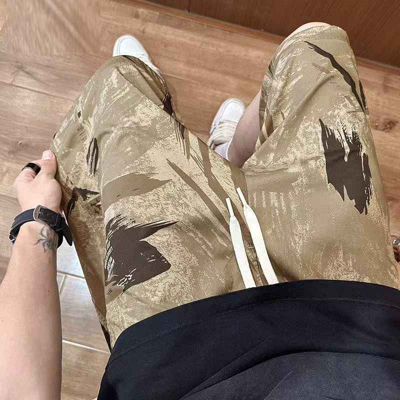 运动短裤男士夏季薄款宽松工装休闲裤迷彩冰丝速干中裤潮流五分裤
