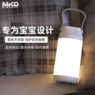 明可达led护眼小夜灯感应手机无线充电卧室睡眠灯台灯床头氛围灯