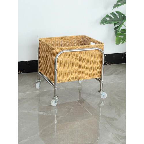 不锈钢架托架子纺织篮收纳篮推车储物筐手推车零食车带轮覆古ins