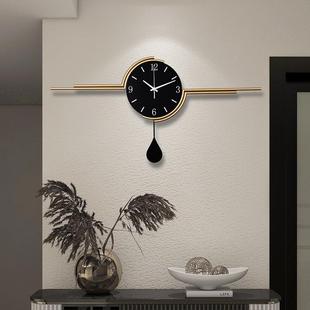钟表挂钟客厅个性创意时尚挂墙时钟现代简约横款装饰轻奢网红挂表