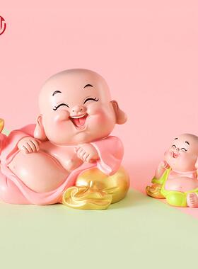 妙工坊弥勒佛摆件车载可爱治愈系笑佛办公桌家居酒柜装饰品小和尚
