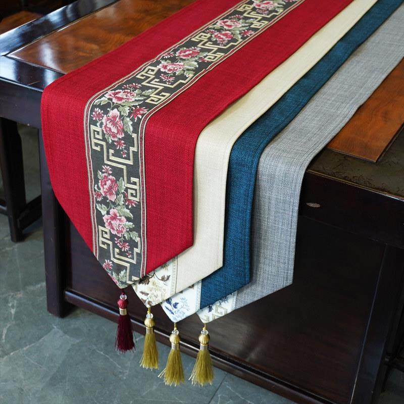 蓝色新中式禅意桌旗餐桌现代简约棉麻布艺茶桌茶旗茶席茶几桌布,居家布艺,桌旗,淘宝优惠券,粉丝福利购,淘宝优惠卷