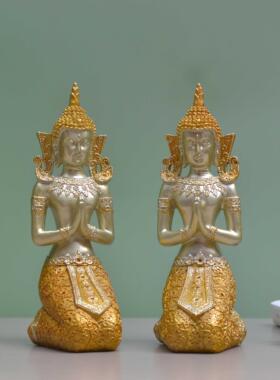 客厅家居镇宅东南亚跪佛像摆件泰国餐厅门童装饰品迎宾泰式工艺品