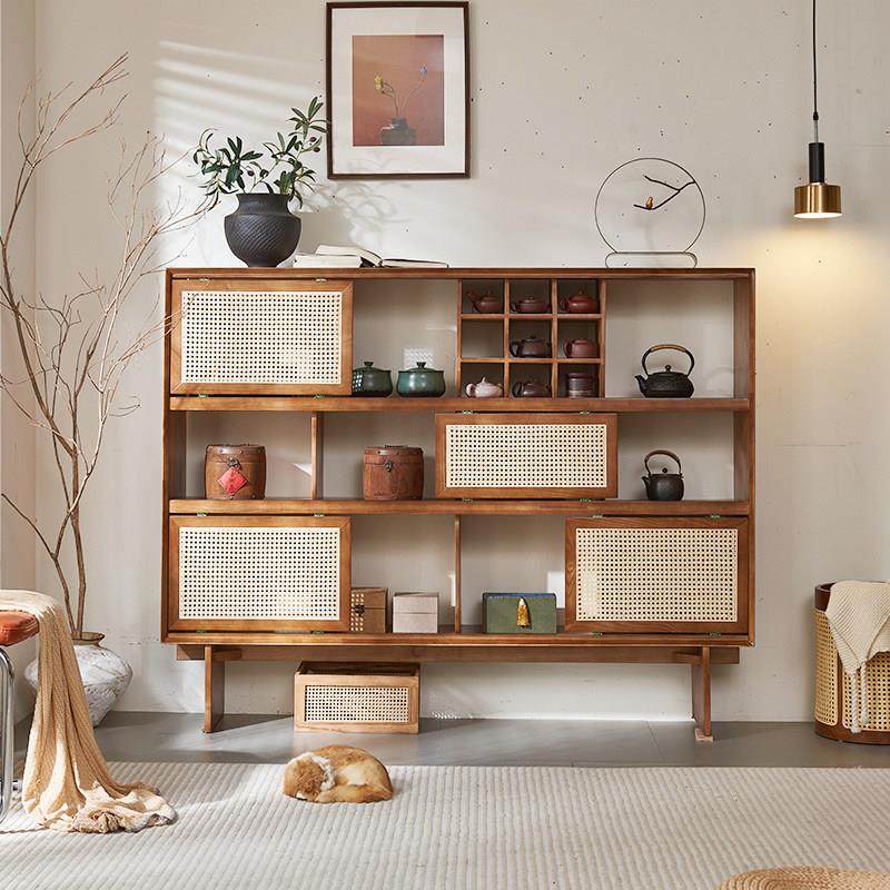 藤编茶室家具展示柜靠墙置物柜收纳柜茶水柜侘寂风茶叶茶具博古架,住宅家具,多宝格/博古架,淘宝优惠券,粉丝福利购,淘宝优惠卷