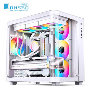 乔思伯D300 TK3机箱MATX机箱曲面玻璃海景房侧透背插机箱360水冷