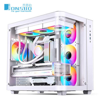 乔思伯D300 TK3机箱MATX机箱曲面玻璃海景房侧透背插机箱360水冷