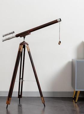 覆古怀旧铁皮三脚架望远镜办公室桌面装饰摆饰样板间橱窗陈列道具