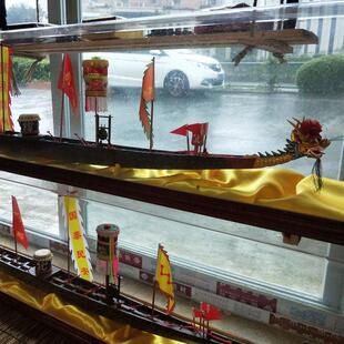 非遗实木广州传统龙船模型 家居饰品工艺船摆件船身龙头木雕礼品