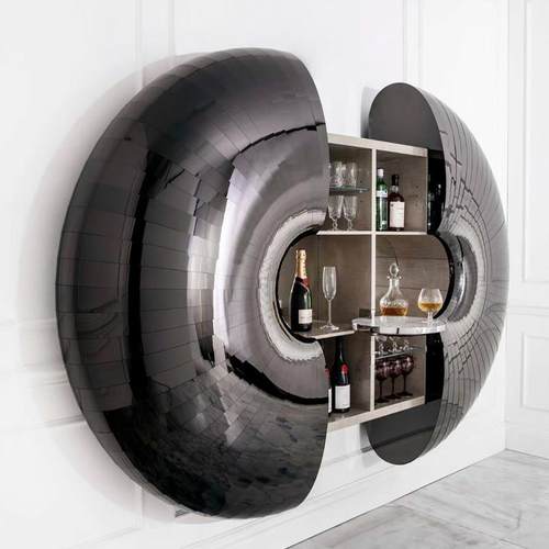 轻奢海胆壁挂式酒柜可伸缩高档别墅豪宅悬浮酒柜墙面装饰储物柜